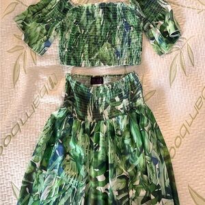Hot Miami Styles 2 pieces Maxi Dress Green